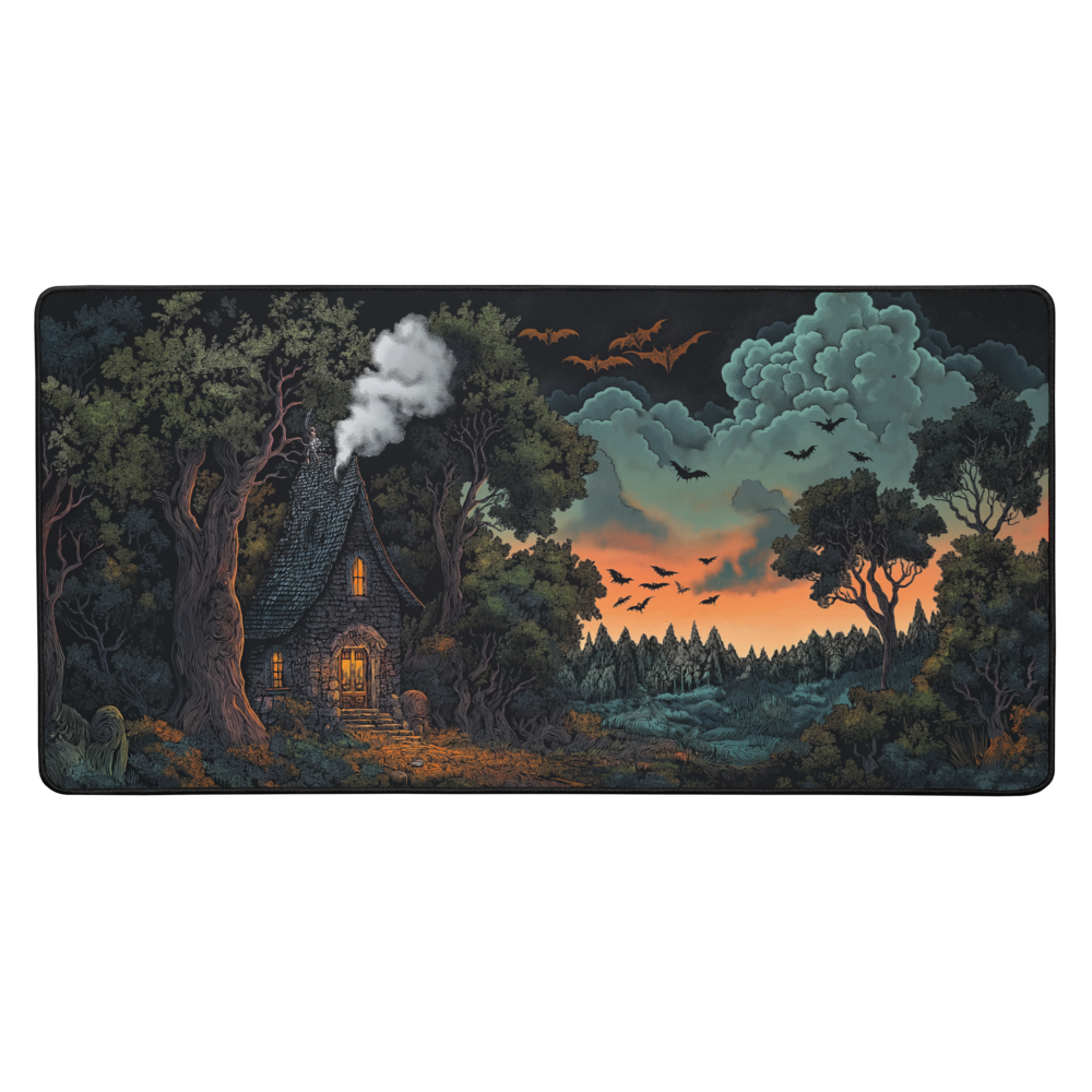 Autumn Witch Cottage Desk Mat